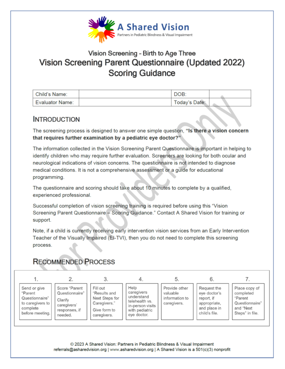 Vision Screening Scoring Guidance