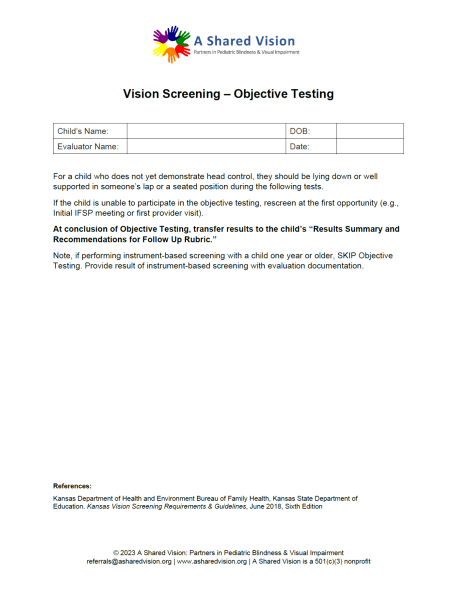 Objective Testing Protocol