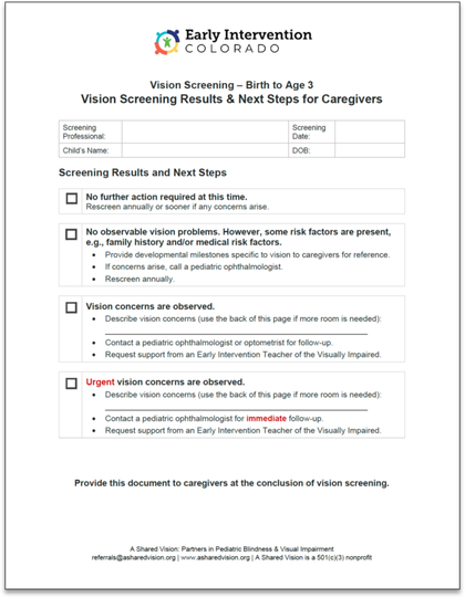 Vision Screening Results & Next Steps