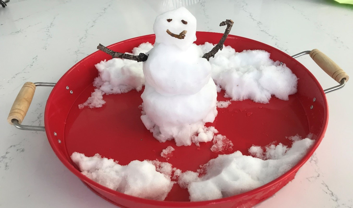 Snowman in a dish